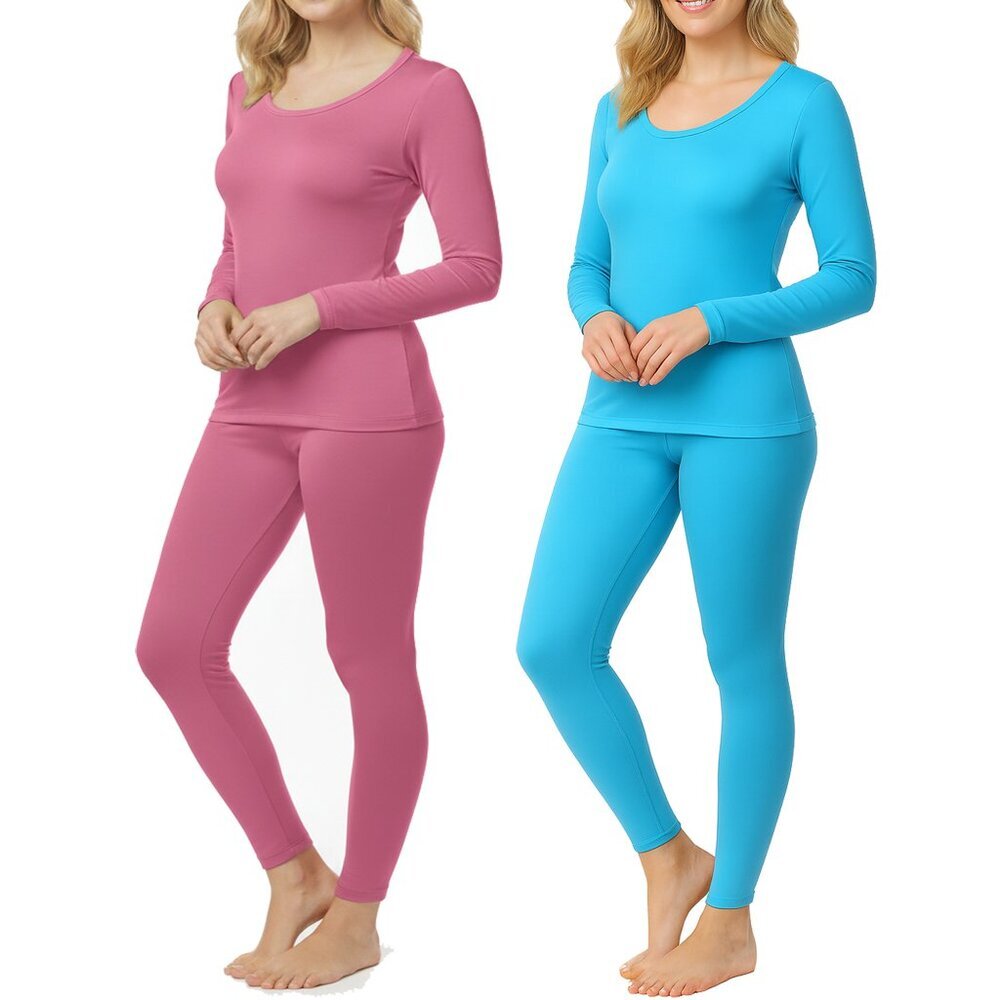Women Microfiber Thermals 2 Pack, Soft Warm Long Johns Base Layer Set for Winter